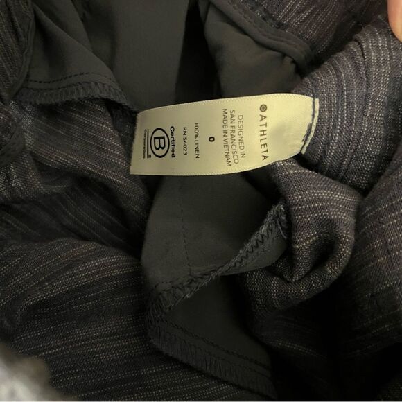 Athleta Women's Cabo Linen Textured Wide Leg Blue Stripe Pull On Pants Blue 0 - Picture 13 of 14